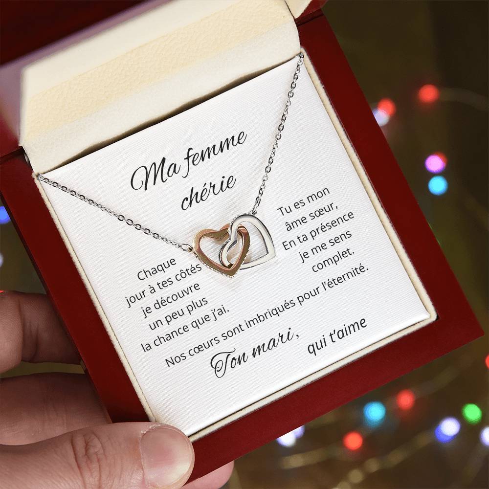 Collier coeurs imbriqués pour ma femme chérie